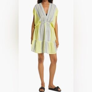 lemlem Amira Plunge Neck Cover-up Mini Dress